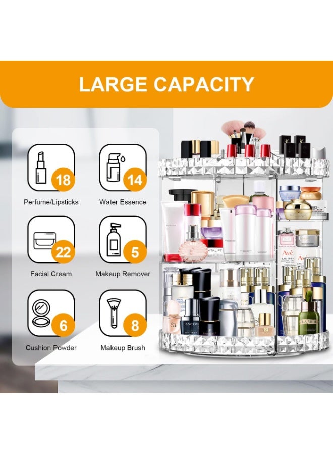 منظم مكياج دوار 360 درجة، 7 طبقات قابلة للتعديل، منظم مستحضرات تجميل ذو سعة كبيرة، منظم مكياج شفاف للتخزين - Image 3